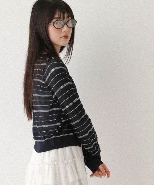 Heather(ヘザー)の「モチーフボーダーカーディガン 579590(カーディガン/ボレロ・レディース・ネイビー/グレー/ピンク・FREE)」の19枚目の写真
