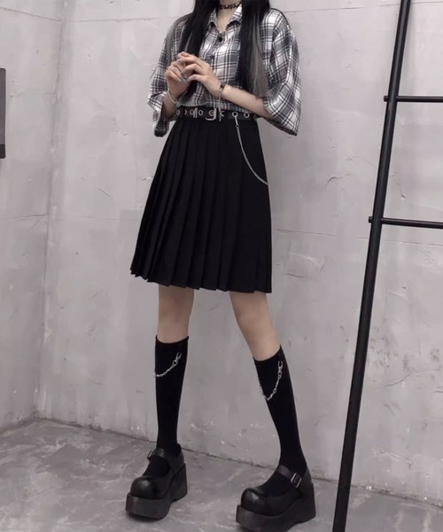 セット売り /ちびTシャツ➕ハトメベルトつきフリルスカート ピグメントアソートフリルTシャツ
