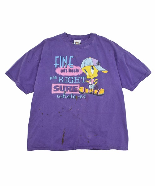 Looney Tunes(ルーニーテューンズ)の「【USED】90's Looney Tunes “TWEETY” キャラクター Tシャツ USA製(Tシャツ/カットソー・メンズ・パープル・XX-LARGE)」の1枚目の写真