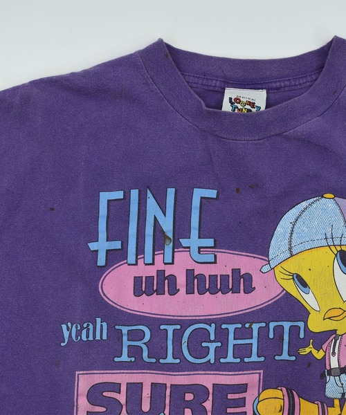 Looney Tunes(ルーニーテューンズ)の「【USED】90's Looney Tunes “TWEETY” キャラクター Tシャツ USA製(Tシャツ/カットソー・メンズ・パープル・XX-LARGE)」の6枚目の写真