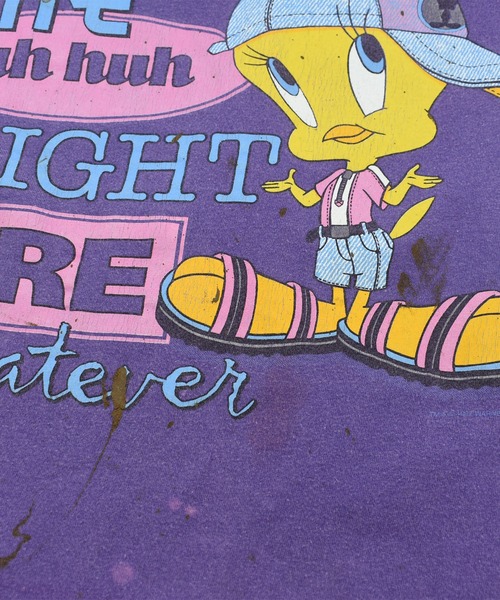 Looney Tunes(ルーニーテューンズ)の「【USED】90's Looney Tunes “TWEETY” キャラクター Tシャツ USA製(Tシャツ/カットソー・メンズ・パープル・XX-LARGE)」の8枚目の写真
