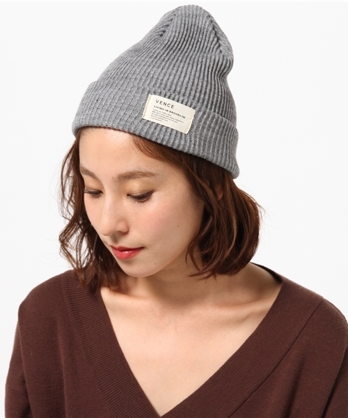 VENCEEXCHANGE（ヴァンスエクスチェンジ）の「ピス付ニットワッチ              （ニットキャップ/ビーニー・レディース・ネイビー/コーラル/ブラック/グレー/ロイヤルブルー/ピンク・FREE）」の12枚目の写真