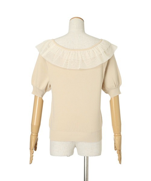 F i.n.t（フィント）の「【接触冷感、マシンウォッシャブル可】チュールフリル５分袖ニットプルオーバー（ニット/セーター・レディース・ブルーグレー/アイボリー/ピンク・FREE）」の13枚目の写真