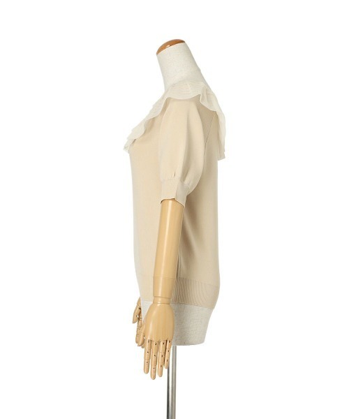 F i.n.t（フィント）の「【接触冷感、マシンウォッシャブル可】チュールフリル５分袖ニットプルオーバー（ニット/セーター・レディース・ブルーグレー/アイボリー/ピンク・FREE）」の14枚目の写真