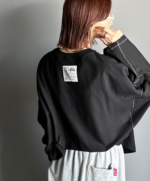 Java(ジャバ)の「《JaVaジャバコラボ》ゆるっと大人カジュアル。綿100%ドルマンスリーブカットロンTEE(長袖)(Tシャツ/カットソー・レディース・オフホワイト/ピンク/グレイッシュベージュ/ブラック/オートミール・MEDIUM/X-LARGE/LARGE/SMALL)」の11枚目の写真