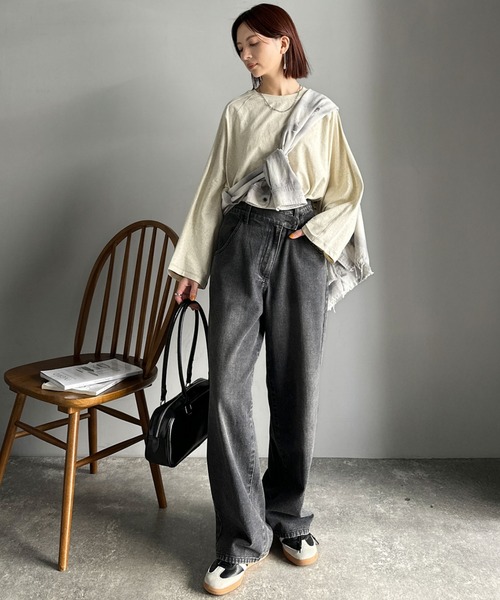Java(ジャバ)の「《JaVaジャバコラボ》ゆるっと大人カジュアル。綿100%ドルマンスリーブカットロンTEE(長袖)(Tシャツ/カットソー・レディース・オフホワイト/ピンク/グレイッシュベージュ/ブラック/オートミール・MEDIUM/X-LARGE/LARGE/SMALL)」の15枚目の写真