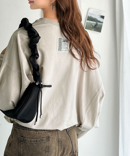 Java(ジャバ)の「《JaVaジャバコラボ》ゆるっと大人カジュアル。綿100%ドルマンスリーブカットロンTEE(長袖)(Tシャツ/カットソー・レディース・オフホワイト/ピンク/グレイッシュベージュ/ブラック/オートミール・MEDIUM/X-LARGE/LARGE/SMALL)」の16枚目の写真