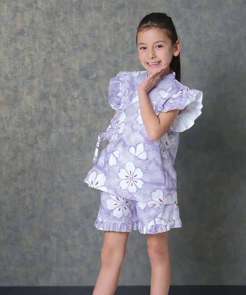 SHISKY（シスキー）の「ICE FABRIC 接触冷感　綿タッチ　フリル甚平　ジンベイ（浴衣・キッズ・ネイビー/ブルー系その他/パープル系その他/グレー系その他/ホワイト系その他/パープル系その他2・110/120/130/140/150/160）」の9枚目の写真
