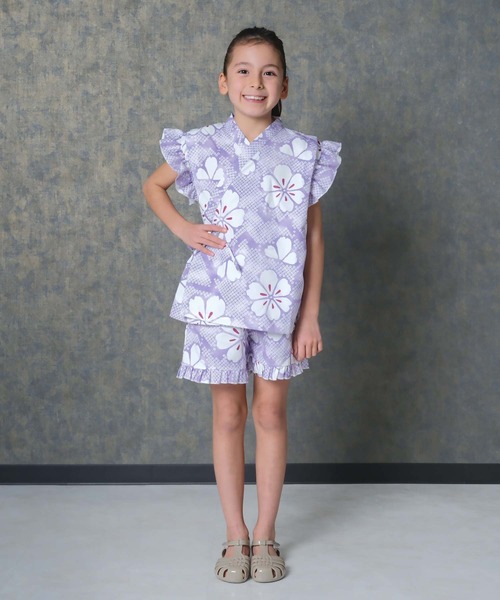 SHISKY（シスキー）の「ICE FABRIC 接触冷感　綿タッチ　フリル甚平　ジンベイ（浴衣・キッズ・ネイビー/ブルー系その他/パープル系その他/グレー系その他/ホワイト系その他/パープル系その他2・110/120/130/140/150/160）」の10枚目の写真