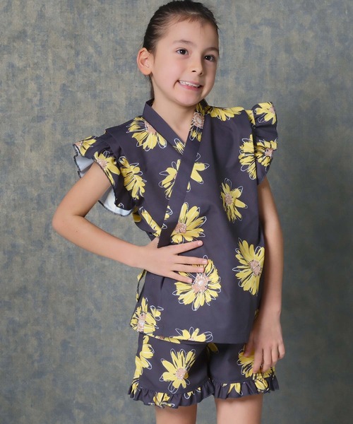 SHISKY（シスキー）の「ICE FABRIC 接触冷感　綿タッチ　フリル甚平　ジンベイ（浴衣・キッズ・ネイビー/ブルー系その他/パープル系その他/グレー系その他/ホワイト系その他/パープル系その他2・110/120/130/140/150/160）」の14枚目の写真