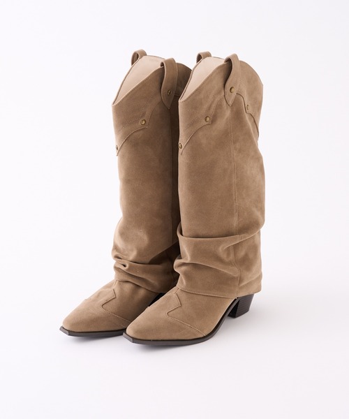 新品☆ウエスタンブーツ ベージュ レザー デッドストック　サイズ38 TEXAS VILLAGE テキサスヴィレッジ 540 ウエスタンブーツ 日本製 本革