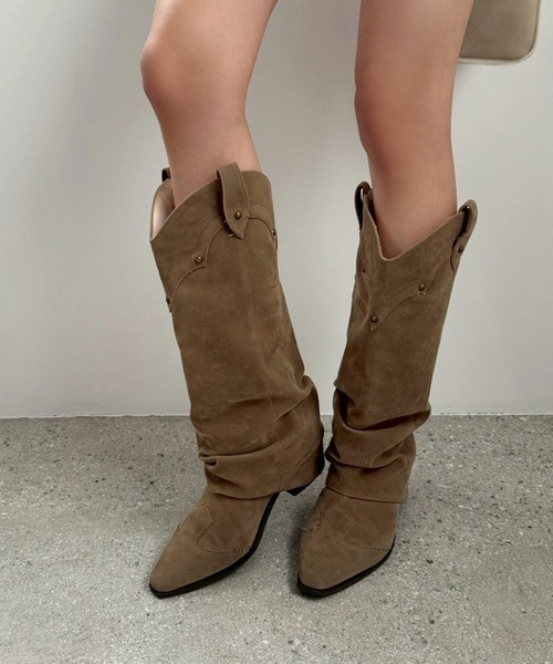 one after another NICE CLAUP（ワンアフターアナザーナイスクラップ）の「ウエスタンカバーブーツ（ブーツ・レディース・ダークブラウン/ベージュ・S/M/L）」の13枚目の写真