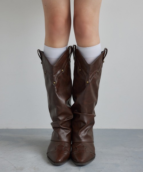 one after another NICE CLAUP（ワンアフターアナザーナイスクラップ）の「ウエスタンカバーブーツ（ブーツ・レディース・ダークブラウン/ベージュ・S/M/L）」の22枚目の写真