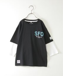 7分袖レイヤードロゴTシャツ（120~160cm）
