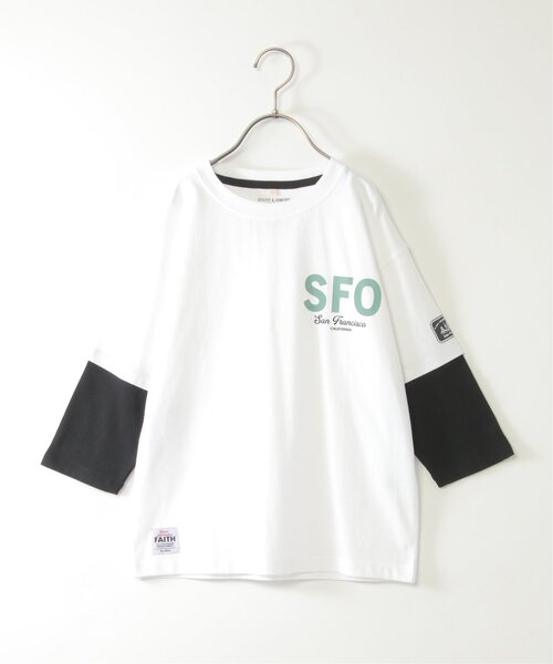 ikka（イッカ）の「7分袖レイヤードロゴTシャツ（120~160cm）（Tシャツ/カットソー・キッズ・ブラック/オフホワイト・130/140/160/120/150）」の4枚目の写真