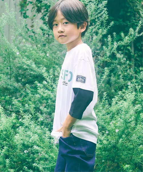 ikka（イッカ）の「7分袖レイヤードロゴTシャツ（120~160cm）（Tシャツ/カットソー・キッズ・ブラック/オフホワイト・130/140/160/120/150）」の5枚目の写真