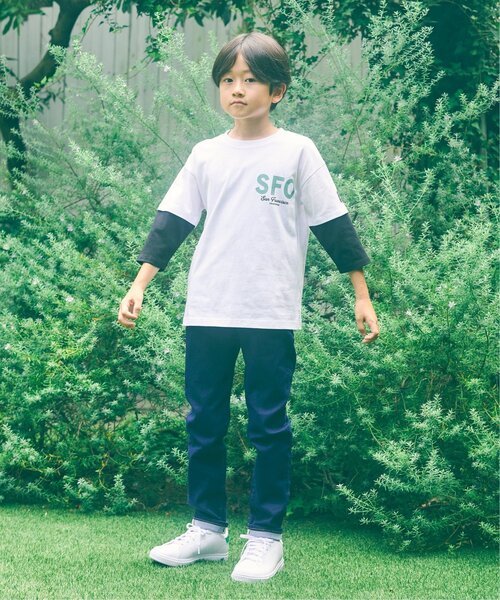 ikka（イッカ）の「7分袖レイヤードロゴTシャツ（120~160cm）（Tシャツ/カットソー・キッズ・ブラック/オフホワイト・130/140/160/120/150）」の7枚目の写真