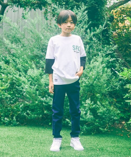 ikka（イッカ）の「7分袖レイヤードロゴTシャツ（120~160cm）（Tシャツ/カットソー・キッズ・ブラック/オフホワイト・130/140/160/120/150）」の10枚目の写真