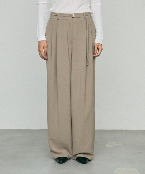セール】Belted Wide Pants / ベルト付ワイドパンツ（スラックス