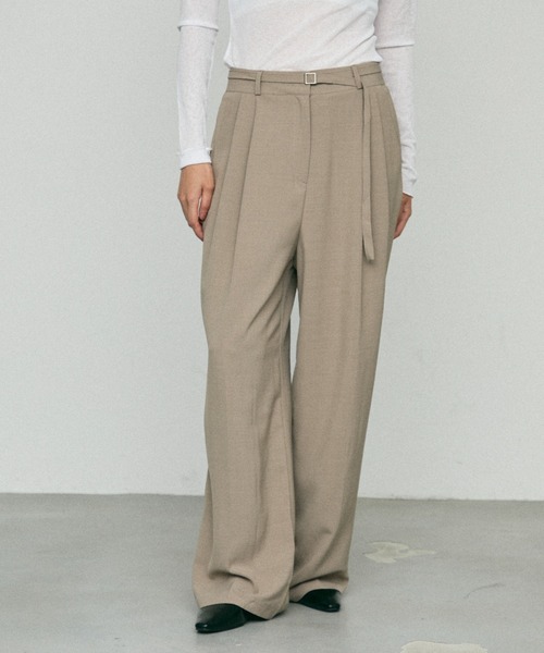 セール】Belted Wide Pants / ベルト付ワイドパンツ（スラックス