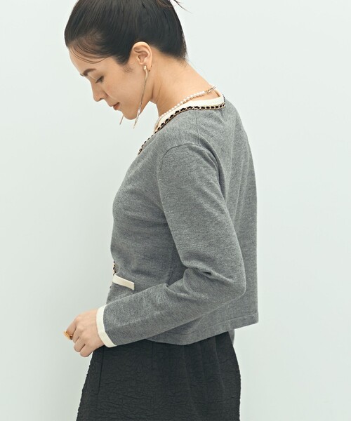 NOLLEY’S（ノーリーズ）の「チェーンブレードVネックカーディガン（カーディガン/ボレロ・レディース・ブラック/グレー・38）」の15枚目の写真