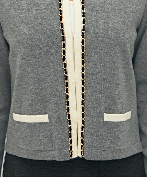 NOLLEY’S（ノーリーズ）の「チェーンブレードVネックカーディガン（カーディガン/ボレロ・レディース・ブラック/グレー・38）」の16枚目の写真
