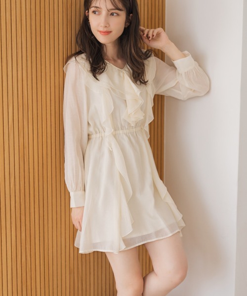 MISCH MASCH(ミッシュマッシュ)の「フリルミニワンピース(ワンピース・レディース・ブラック/アイボリー・フリ-)」の1枚目の写真