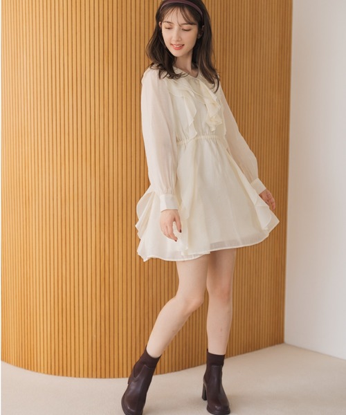 MISCH MASCH(ミッシュマッシュ)の「フリルミニワンピース(ワンピース・レディース・ブラック/アイボリー・フリ-)」の3枚目の写真