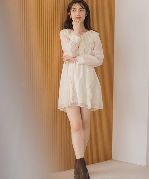 MISCH MASCH(ミッシュマッシュ)の「フリルミニワンピース(ワンピース・レディース・ブラック/アイボリー・フリ-)」の4枚目の写真