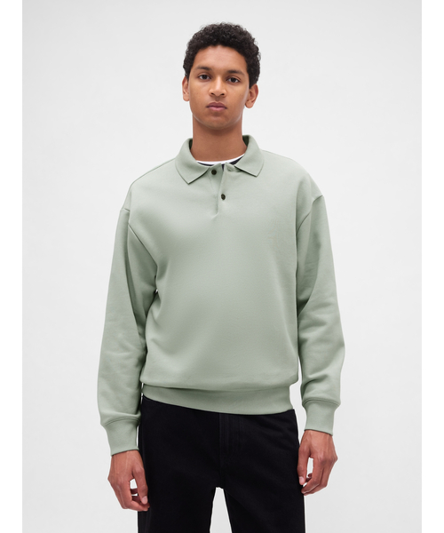GAP(ギャップ)の「ヘビーウェイト オーバーサイズ ポロスウェットシャツ(ポロシャツ・メンズ・ブラック/オフホワイト/ブラウン/グリーン/ピンク・S/L/XS/M/XL)」の4枚目の写真