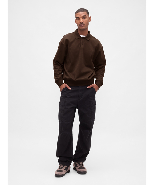 GAP(ギャップ)の「ヘビーウェイト オーバーサイズ ポロスウェットシャツ(ポロシャツ・メンズ・ブラック/オフホワイト/ブラウン/グリーン/ピンク・S/L/XS/M/XL)」の10枚目の写真