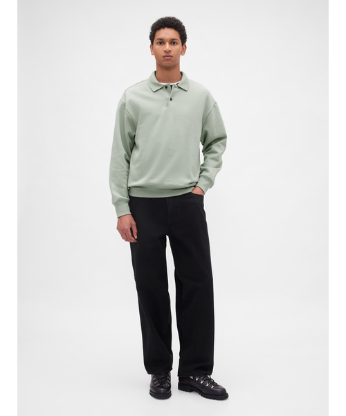 GAP(ギャップ)の「ヘビーウェイト オーバーサイズ ポロスウェットシャツ(ポロシャツ・メンズ・ブラック/オフホワイト/ブラウン/グリーン/ピンク・S/L/XS/M/XL)」の12枚目の写真