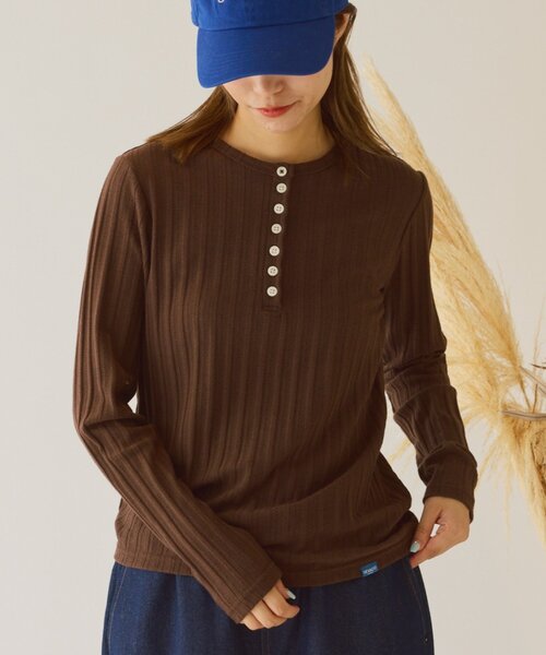 GEVACO（ゲバコ）の「【GEVACO】ヘンリーロンTEE（Tシャツ/カットソー・レディース・アイボリー/ミント/ブラウン・ONE SIZE）」の3枚目の写真