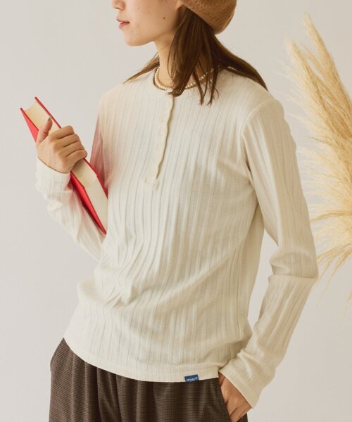 GEVACO（ゲバコ）の「【GEVACO】ヘンリーロンTEE（Tシャツ/カットソー・レディース・アイボリー/ミント/ブラウン・ONE SIZE）」の2枚目の写真