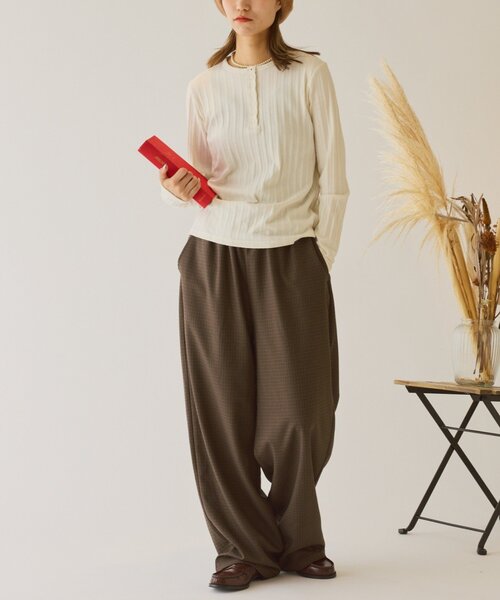 GEVACO（ゲバコ）の「【GEVACO】ヘンリーロンTEE（Tシャツ/カットソー・レディース・アイボリー/ミント/ブラウン・ONE SIZE）」の7枚目の写真