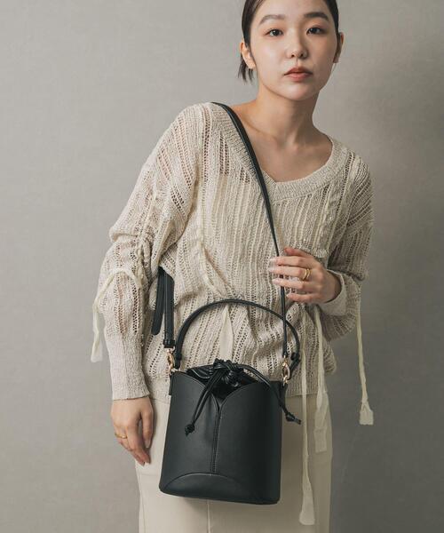 SENSE OF PLACE by URBAN RESEARCH（センスオブプレイスバイアーバンリサーチ）の「パネルキンチャクバッグ（ハンドバッグ・レディース・ライトベージュ/レッド/ブラック・ONE）」の5枚目の写真