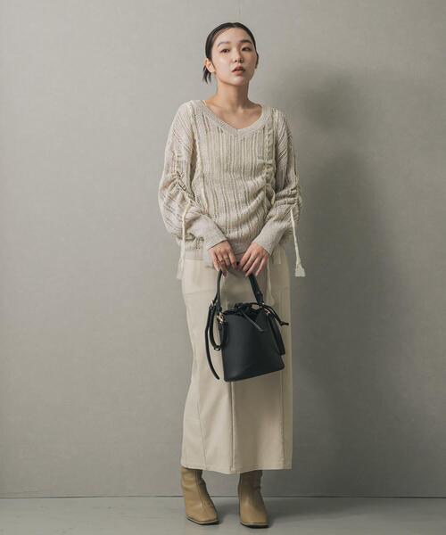 SENSE OF PLACE by URBAN RESEARCH（センスオブプレイスバイアーバンリサーチ）の「パネルキンチャクバッグ（ハンドバッグ・レディース・ライトベージュ/レッド/ブラック・ONE）」の7枚目の写真