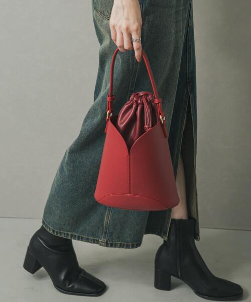 SENSE OF PLACE by URBAN RESEARCH（センスオブプレイスバイアーバンリサーチ）の「パネルキンチャクバッグ（ハンドバッグ・レディース・ライトベージュ/レッド/ブラック・ONE）」の20枚目の写真