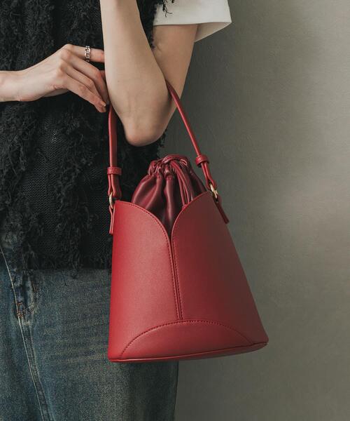 SENSE OF PLACE by URBAN RESEARCH（センスオブプレイスバイアーバンリサーチ）の「パネルキンチャクバッグ（ハンドバッグ・レディース・ライトベージュ/レッド/ブラック・ONE）」の22枚目の写真