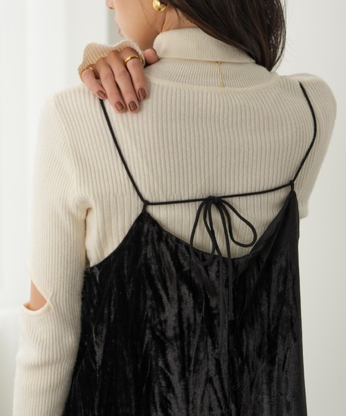 hinari（ヒナリ）の「ベロアレースキャミワンピ（ワンピース・レディース・ブラウン/ブラック・SMALL/X-SMALL/FREE）」の16枚目の写真