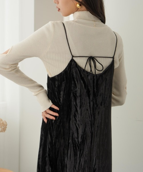 hinari（ヒナリ）の「ベロアレースキャミワンピ（ワンピース・レディース・ブラウン/ブラック・SMALL/X-SMALL/FREE）」の7枚目の写真