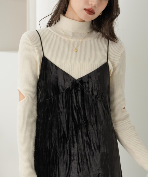 hinari（ヒナリ）の「ベロアレースキャミワンピ（ワンピース・レディース・ブラウン/ブラック・SMALL/X-SMALL/FREE）」の17枚目の写真