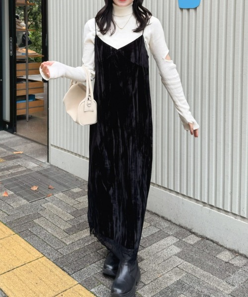 hinari（ヒナリ）の「ベロアレースキャミワンピ（ワンピース・レディース・ブラウン/ブラック・SMALL/X-SMALL/FREE）」の13枚目の写真