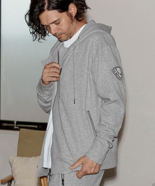 No Rain No Rainbow(ノーレインノーレインボー)の「mpa3923-back fleece hoody バックフリースパーカー(NR25W-13)(パーカー・メンズ・ブラック/トップグレー/チャコール・S/M/L/XL)」の1枚目の写真