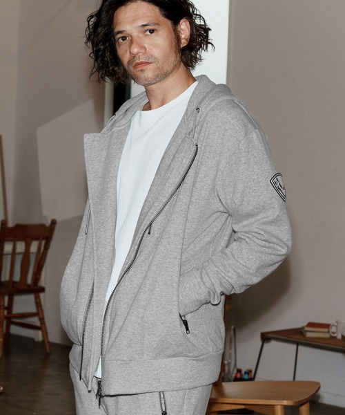 No Rain No Rainbow(ノーレインノーレインボー)の「mpa3923-back fleece hoody バックフリースパーカー(NR25W-13)(パーカー・メンズ・ブラック/トップグレー/チャコール・S/M/L/XL)」の7枚目の写真