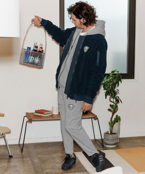 No Rain No Rainbow(ノーレインノーレインボー)の「mpa3923-back fleece hoody バックフリースパーカー(NR25W-13)(パーカー・メンズ・ブラック/トップグレー/チャコール・S/M/L/XL)」の11枚目の写真