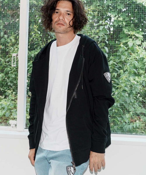 No Rain No Rainbow(ノーレインノーレインボー)の「mpa3923-back fleece hoody バックフリースパーカー(NR25W-13)(パーカー・メンズ・ブラック/トップグレー/チャコール・S/M/L/XL)」の12枚目の写真