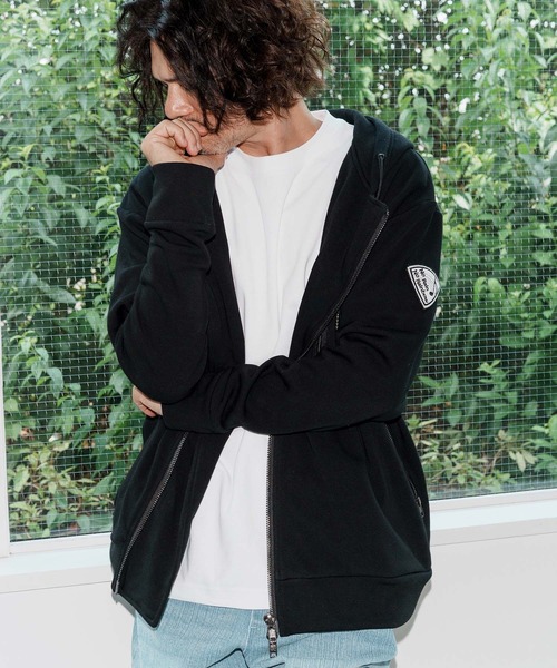 No Rain No Rainbow(ノーレインノーレインボー)の「mpa3923-back fleece hoody バックフリースパーカー(NR25W-13)(パーカー・メンズ・ブラック/トップグレー/チャコール・S/M/L/XL)」の13枚目の写真