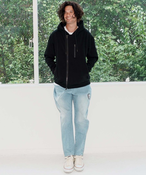 No Rain No Rainbow(ノーレインノーレインボー)の「mpa3923-back fleece hoody バックフリースパーカー(NR25W-13)(パーカー・メンズ・ブラック/トップグレー/チャコール・S/M/L/XL)」の16枚目の写真