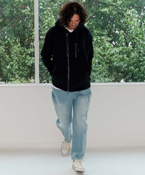 No Rain No Rainbow(ノーレインノーレインボー)の「mpa3923-back fleece hoody バックフリースパーカー(NR25W-13)(パーカー・メンズ・ブラック/トップグレー/チャコール・S/M/L/XL)」の17枚目の写真